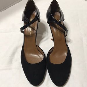 Gallardagalante suede/patent leather heels. Made in Japan. NWOT
